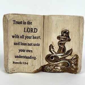Vintage Open Bible Proverbs 3:5-6 Religious Figurine 7 in x 5 in